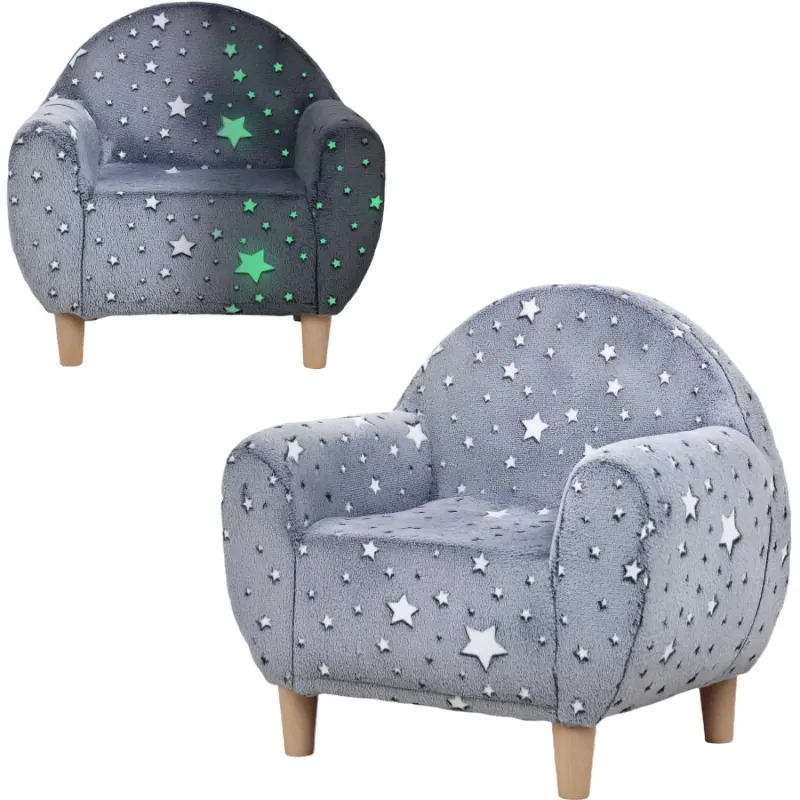 Children's Glow-in-the-Dark Star Armchair - Grey Toddler Seat