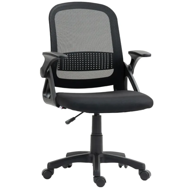 Ergonomic Mesh Office Chair with Flip-Up Armrests and Lumbar Support - Black