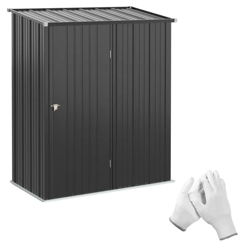  5.3ft x 3.1ft Galvanised Steel Garden Storage Shed with Sloped Roof - Black