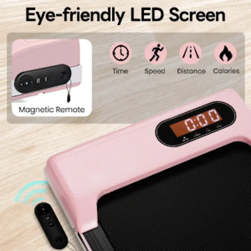 Folding Under Desk Walking Pad Treadmill with Manual Incline and Remote Control - Pink