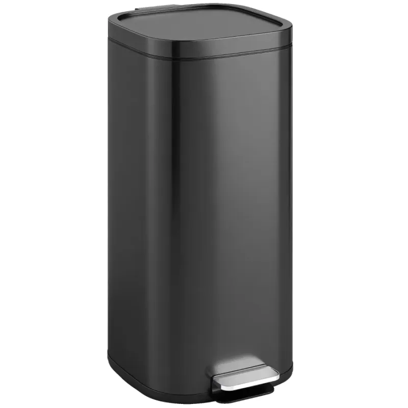  30L Kitchen Pedal Bin with Soft Close Lid and Removable Bucket - Black