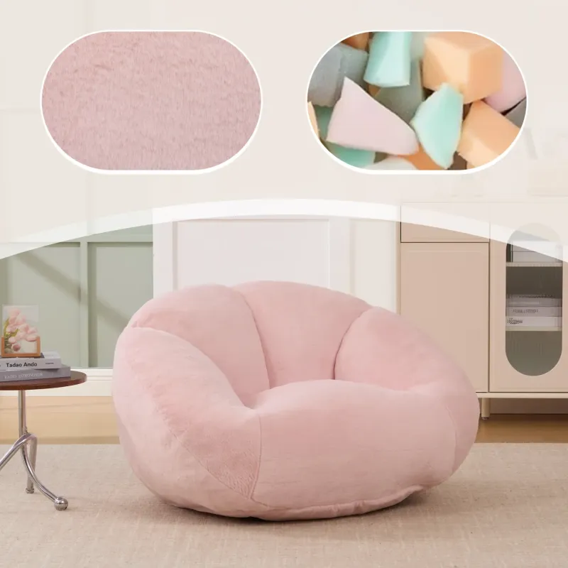 Shell-Shaped Memory Foam Bean Bag Chair with Faux Fur Cover