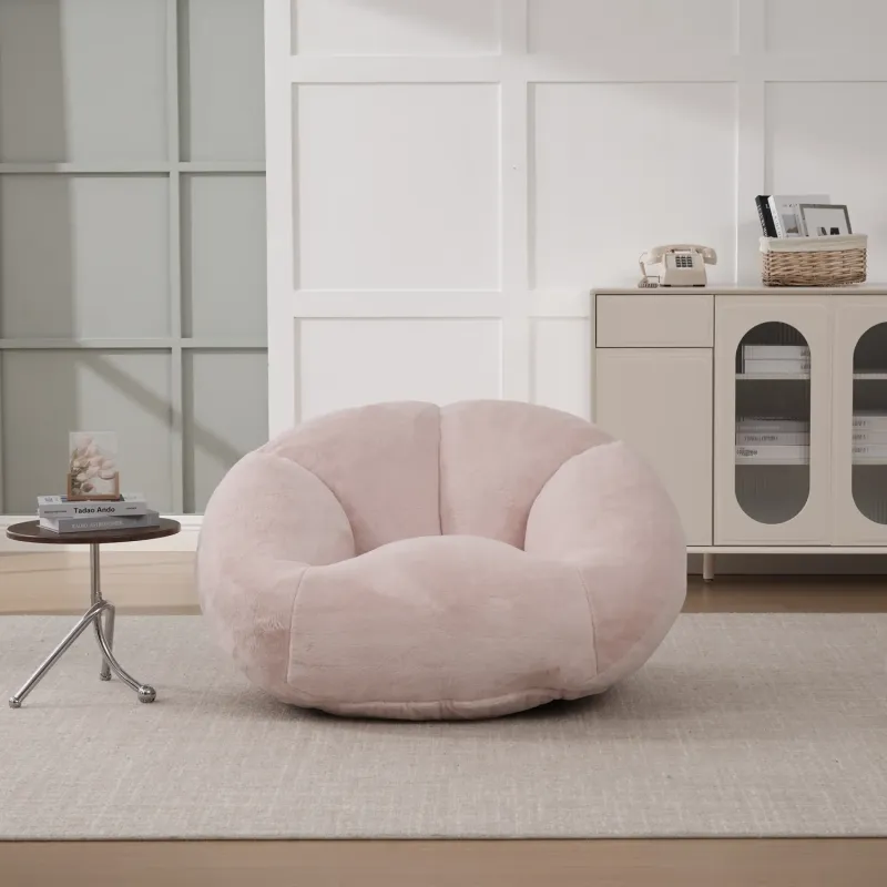Shell-Shaped Memory Foam Bean Bag Chair with Faux Fur Cover