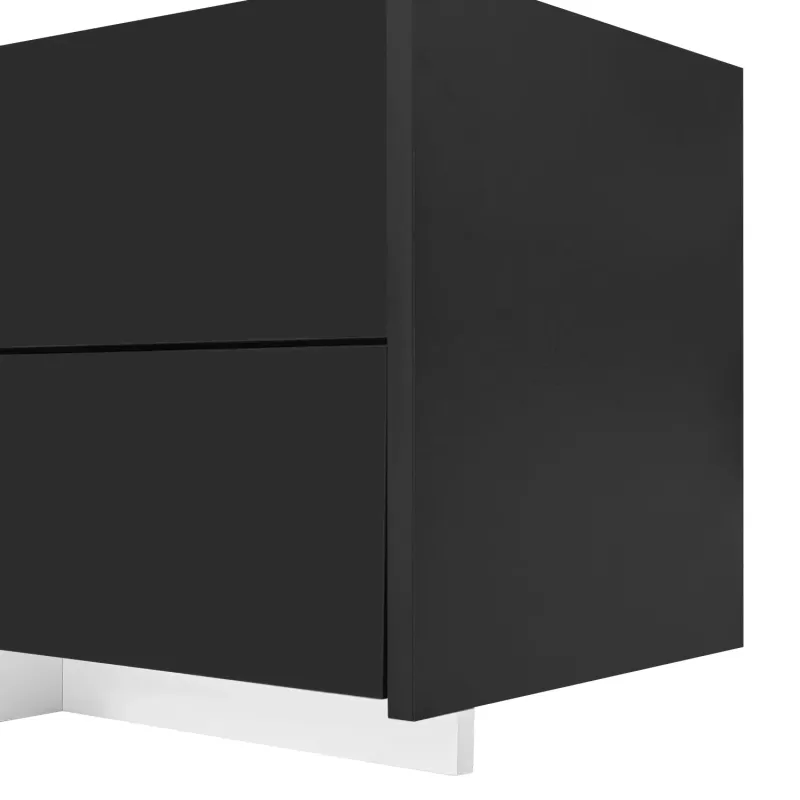 170cm High Gloss Black TV Stand with White Legs and LED Lighting