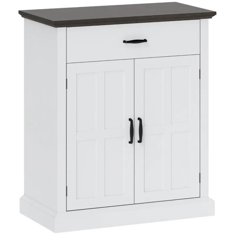 Farmhouse Sideboard with Barn Doors and 3cm Thick Top - White