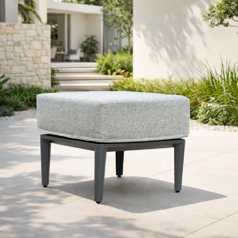 Aurel Square Aluminium Garden Ottoman with 17cm Cushion
