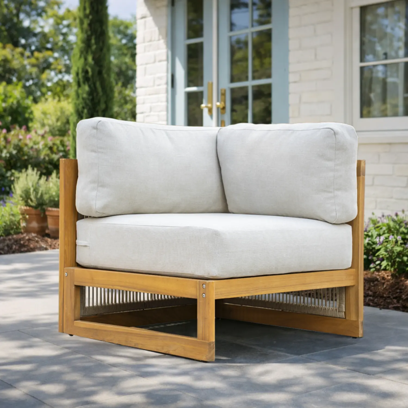 Caven Solid Wood Outdoor Corner Sofa with 20cm Thick Cushions