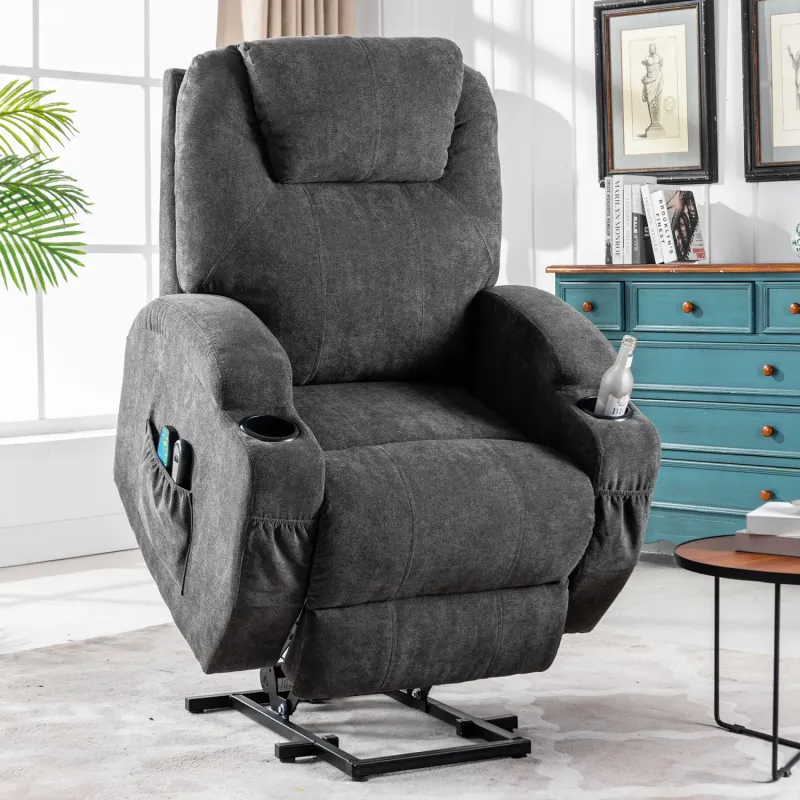 Electric Power Lift Riser Recliner Armchair with Massage and Heat - Fabric