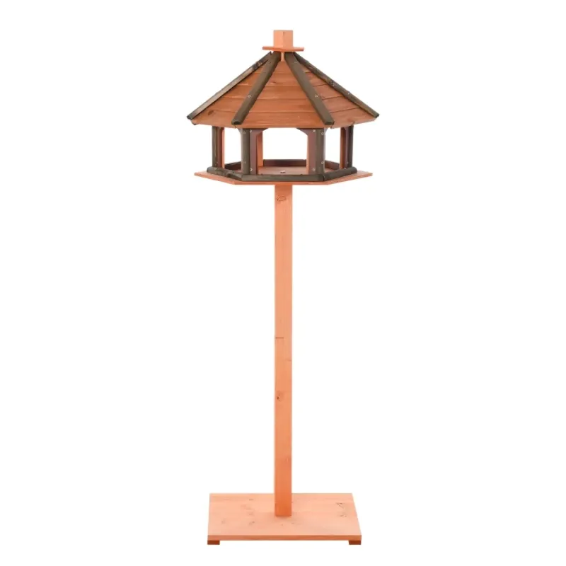 130cm Freestanding Wooden Bird Table Feeding Station with Apex Roof
