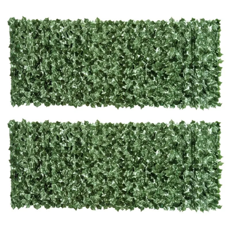 2-Piece Artificial Sweet Potato Leaf Privacy Hedge Screens, 2.4m x 1m - Dark Green