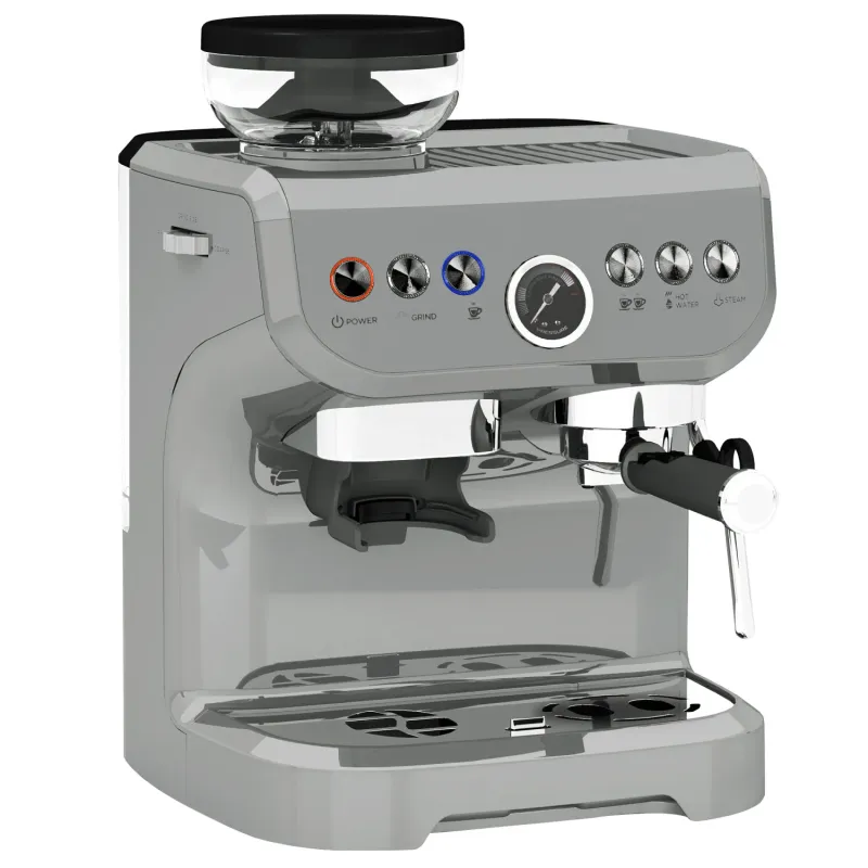  15-Bar Espresso Machine with Integrated Burr Grinder, Milk Frother and Barista Kit - Silver