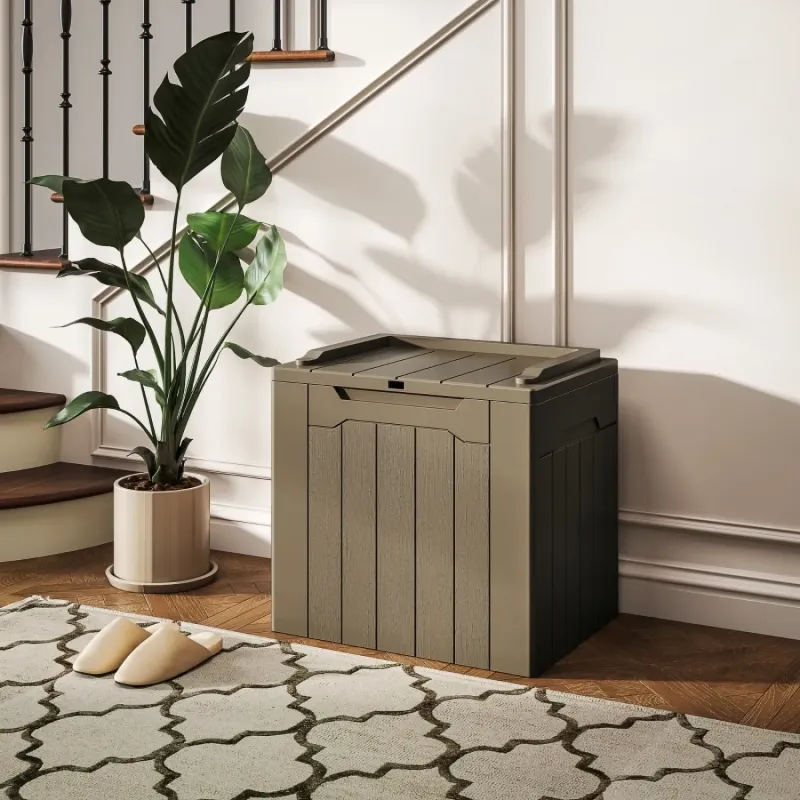 107 Litre Plastic Storage Chest with Lid – Dark Brown