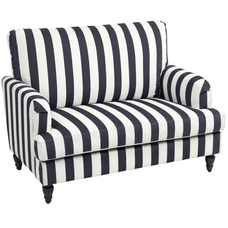 Modern Striped Velvet Cuddle Chair - Wide Snuggle Armchair in Black & White