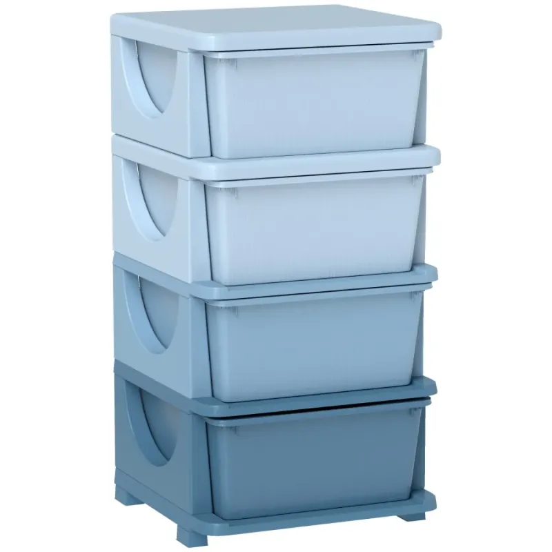4-Tier Children's Storage Chest with 4 Removable Drawers - Blue