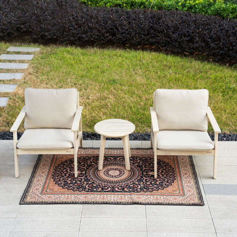 Toledo 3-Piece Wooden Garden Bistro Set with Cushions