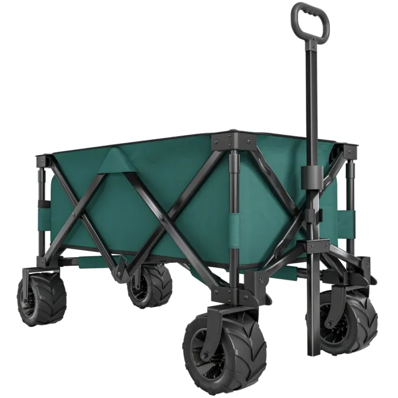 140L Heavy Duty Folding Festival Trolley with All-Terrain Wheels - Green
