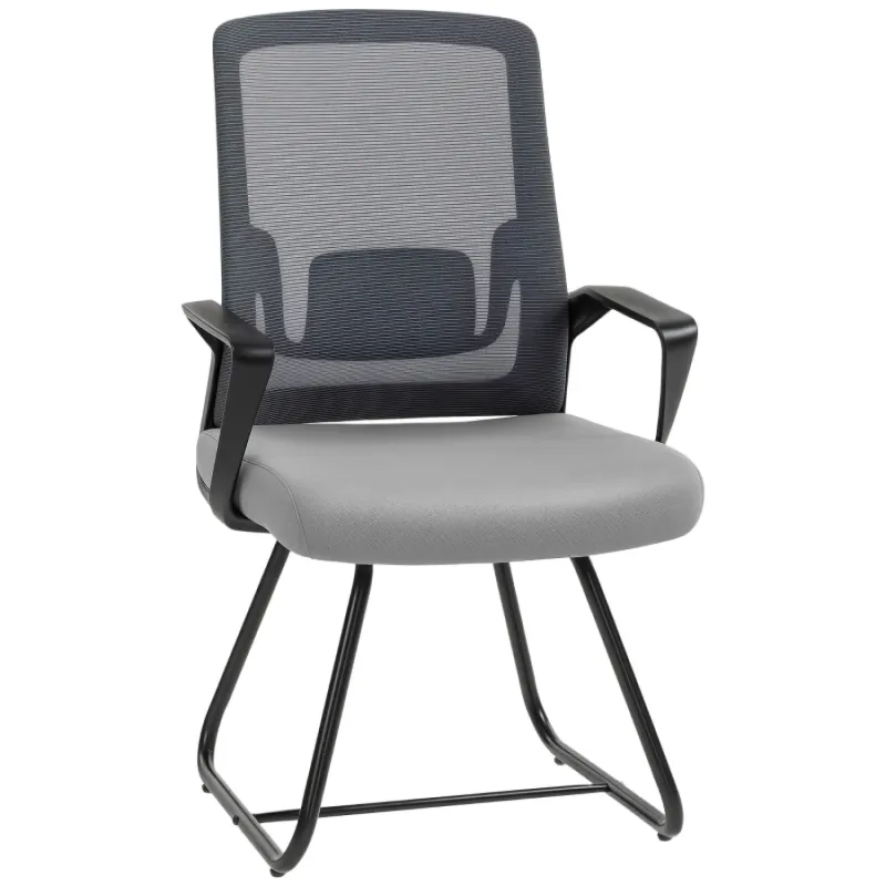  Mesh Office Chair with Lumbar Support and Fixed Metal Base - Dark Grey