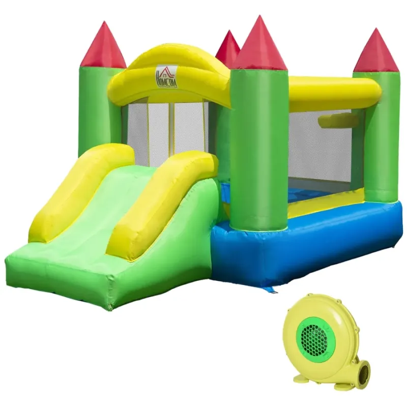 Children’s Multi-Colour Inflatable Bouncy Castle with Safety Netting