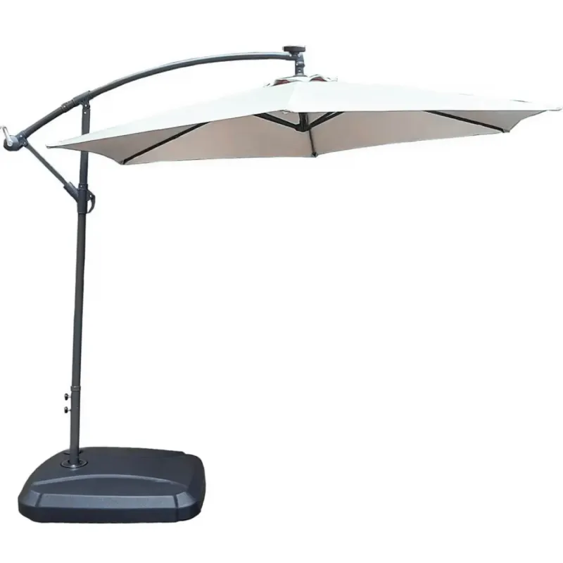 Banana Cantilever Garden Parasol with 8-Rib Steel Frame and Vented Canopy