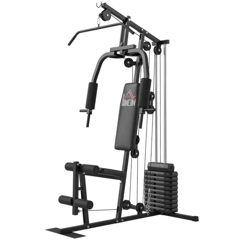 Home Multi Gym Station with 45kg Weight Stack - 35+ Exercises for Full Body Strength Training