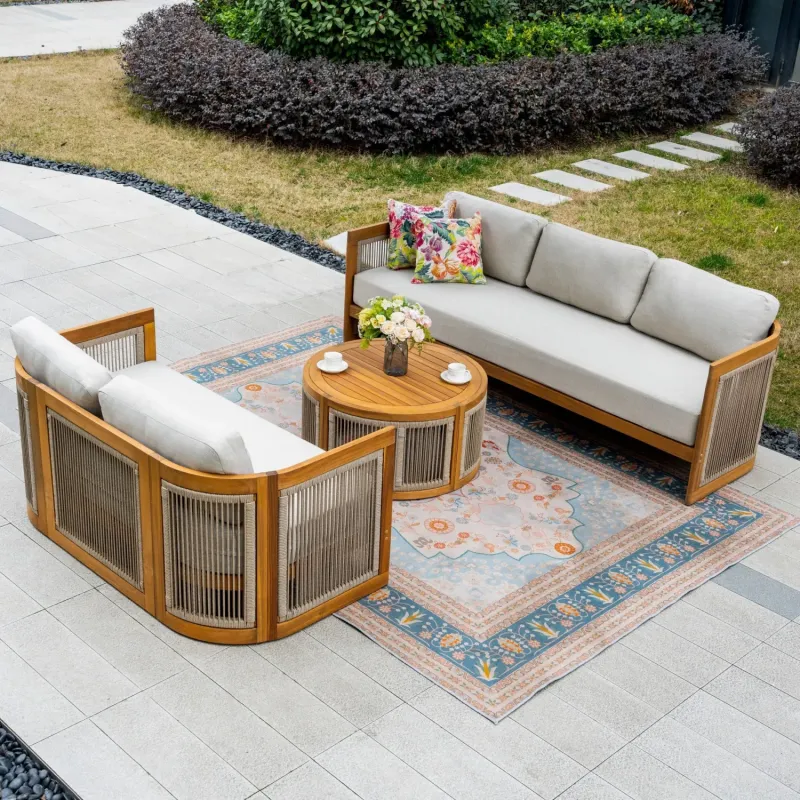 Caven 5-Seater Solid Wood Garden Sofa Set with Storage Coffee Table