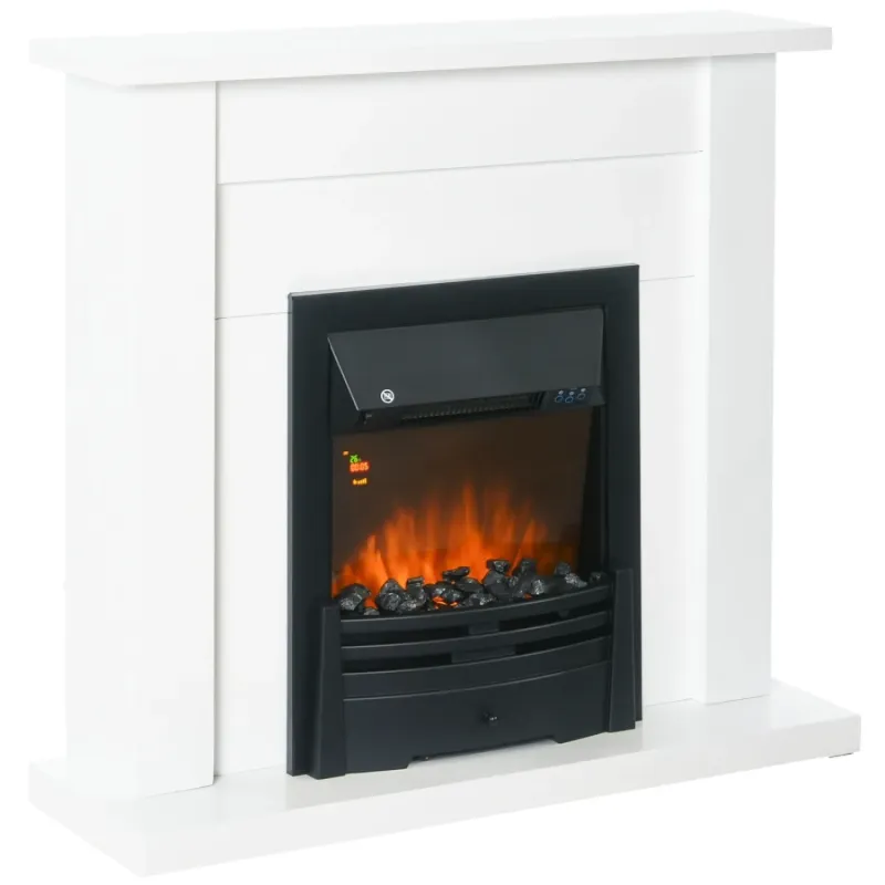  Electric Fireplace Suite with Mantelpiece, 5-Colour LED Flame and Remote Control - 2000W