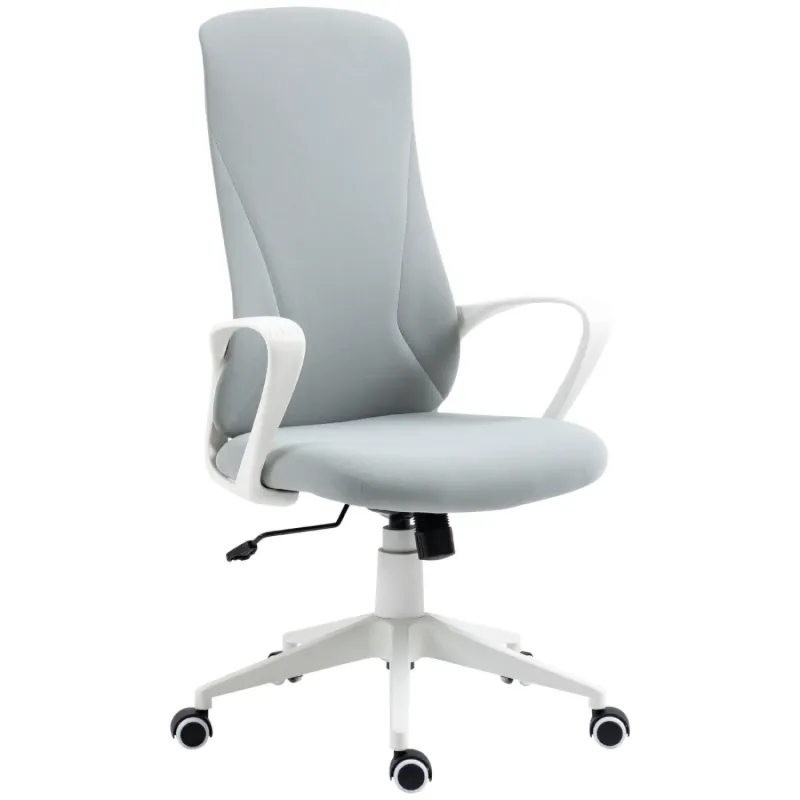 High Back Fabric Office Chair with Tilt Function - Light Grey