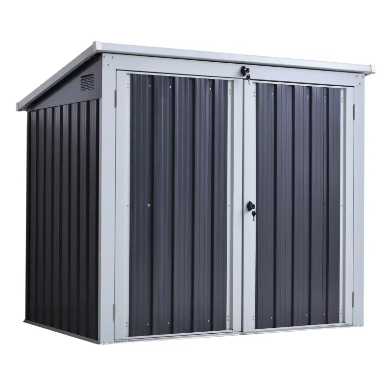  Corrugated Steel Double Wheelie Bin Storage Shed - Black