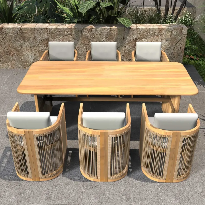 Caven Solid Hardwood 6-Seater Garden Dining Set with 2.2m Table