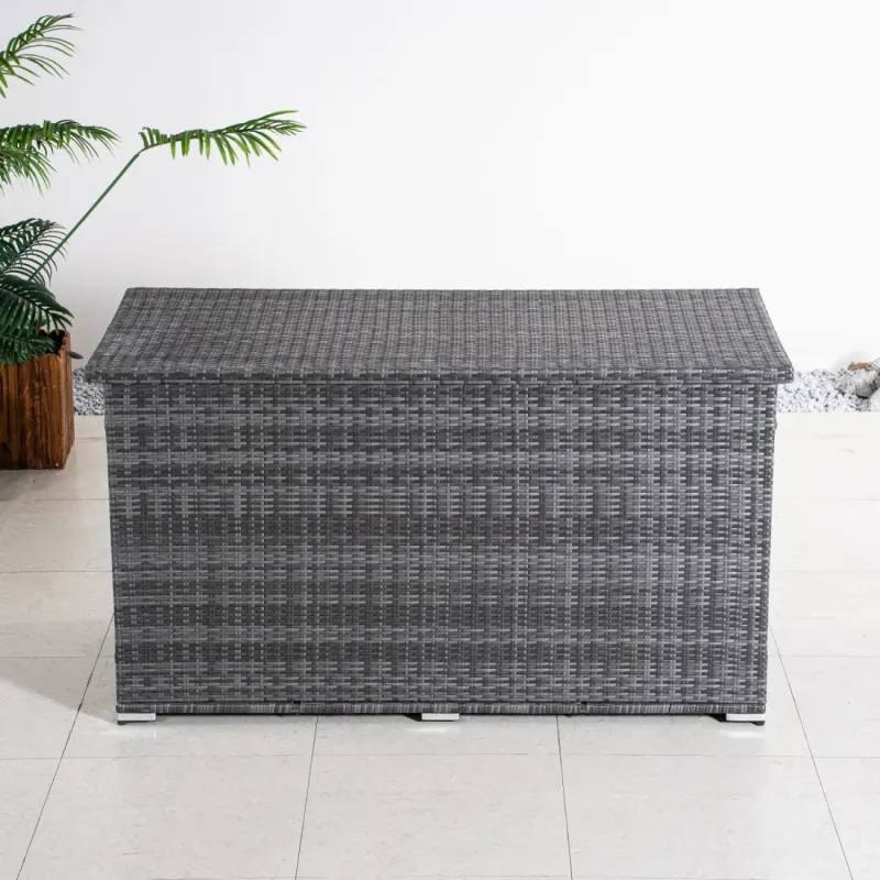 983L Extra Large Rattan-Style Garden Storage Box - Weatherproof Outdoor Chest