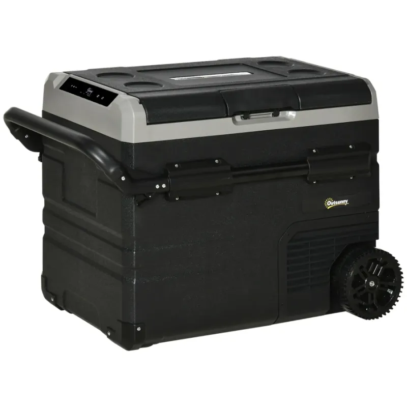 50L Portable Compressor Car Fridge Freezer - 12V/24V/240V Cooler Box with Wheels