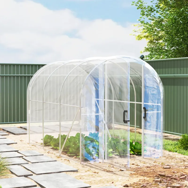  3m x 2m Walk-In Polytunnel Greenhouse with Hinged Door