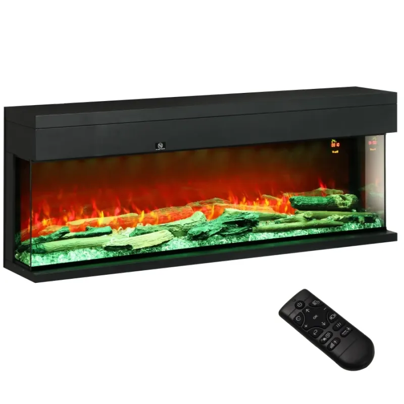 127cm 1800W 3-Sided Panoramic Electric Fireplace - Wall Mounted, Inset or Freestanding