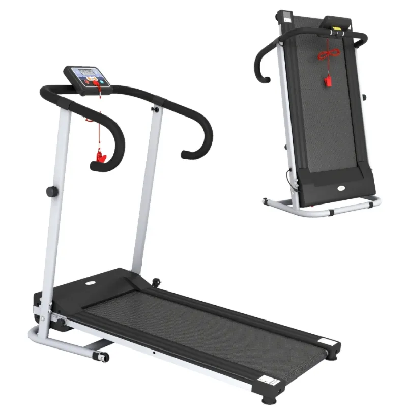  Folding Electric Treadmill with 1.25HP Motor and LCD Display - Grey