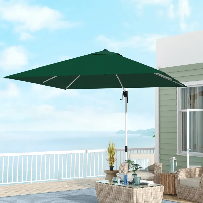  3m Square Cantilever Garden Parasol with 360° Rotation and 5-Position Tilt - Green
