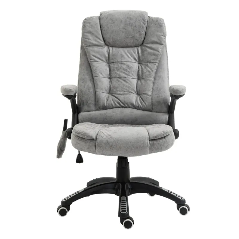 Executive Heated Massage Office Chair with 6-Point Vibration - Grey Microfiber