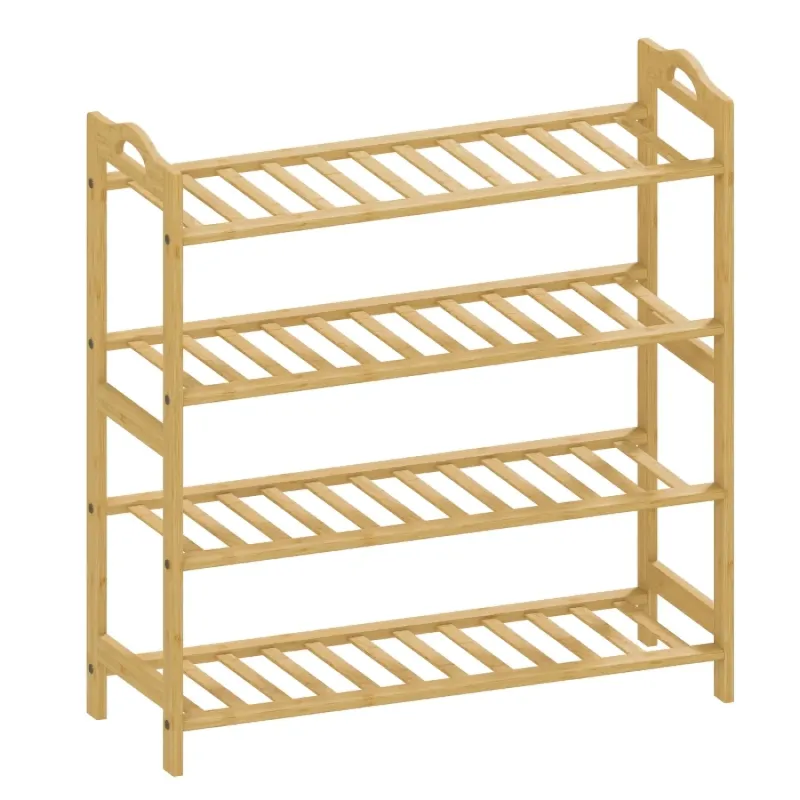 4-Tier Bamboo Shoe Rack – 12 Pair Freestanding Organiser Shelf