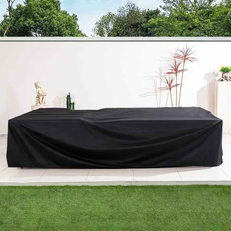 Rectangular Waterproof Garden Furniture Cover - Black - 249 x 227 x 91cm