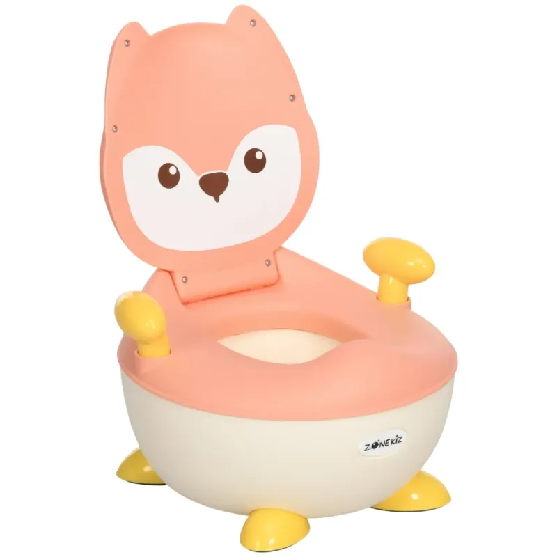 ZONEKIZ Fox-Shaped Baby Potty Training Toilet with Removable Inner Pot - Pink