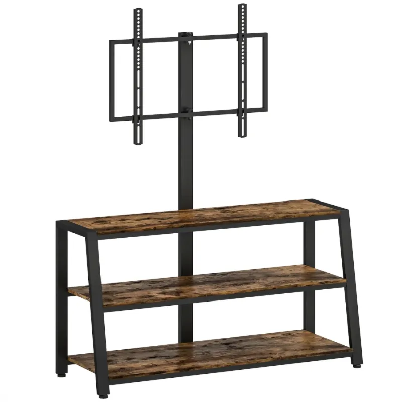 Industrial TV Stand with 35° Swivel Bracket for 32-70 Inch Screens - Dark Brown
