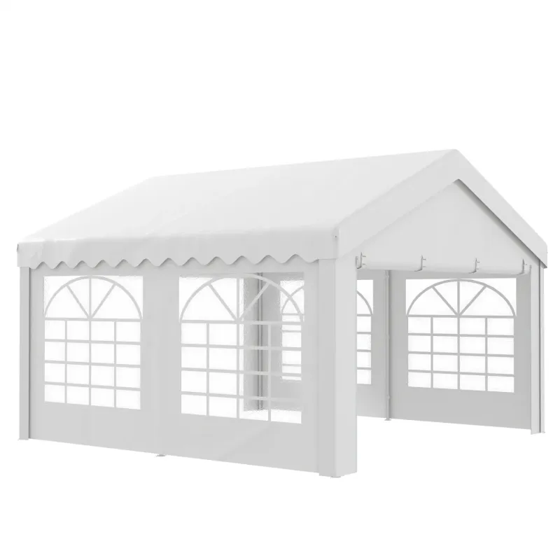  4m x 4m Heavy Duty Marquee Party Tent with Sidewalls - White