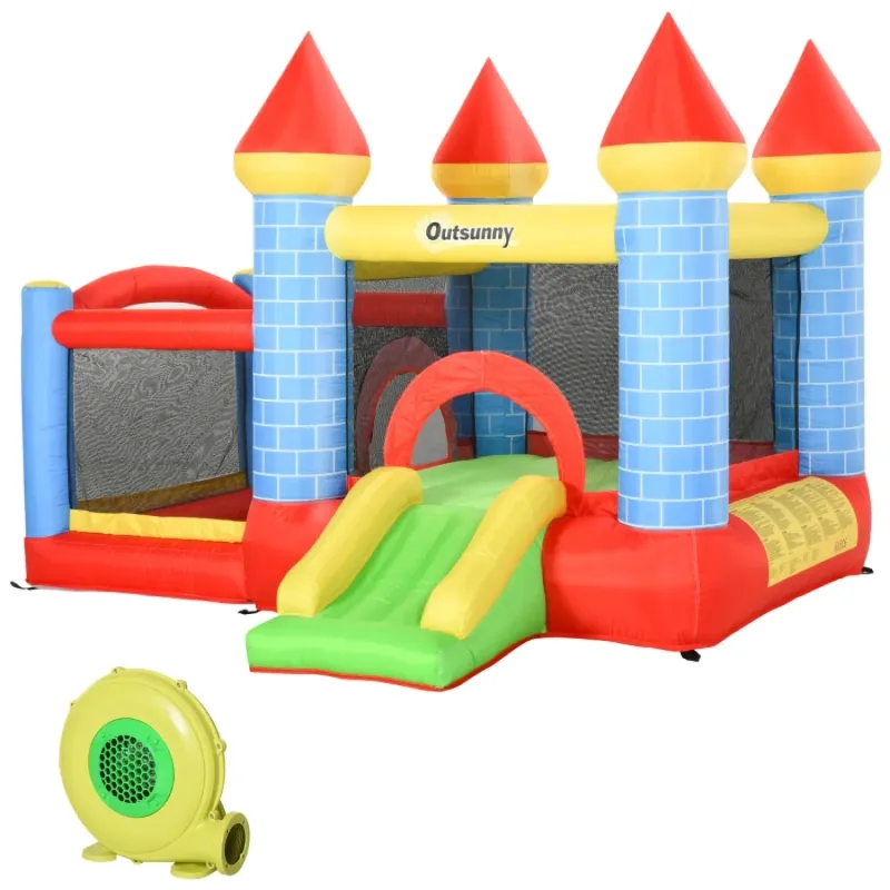Kids Inflatable Bouncy Castle with Slide, Water Pool and Basketball Hoop - 3m x 2.75m