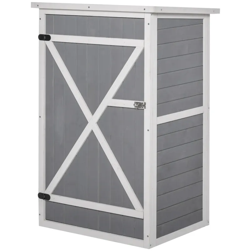  Compact Wooden Garden Storage Shed with Shelves - Grey