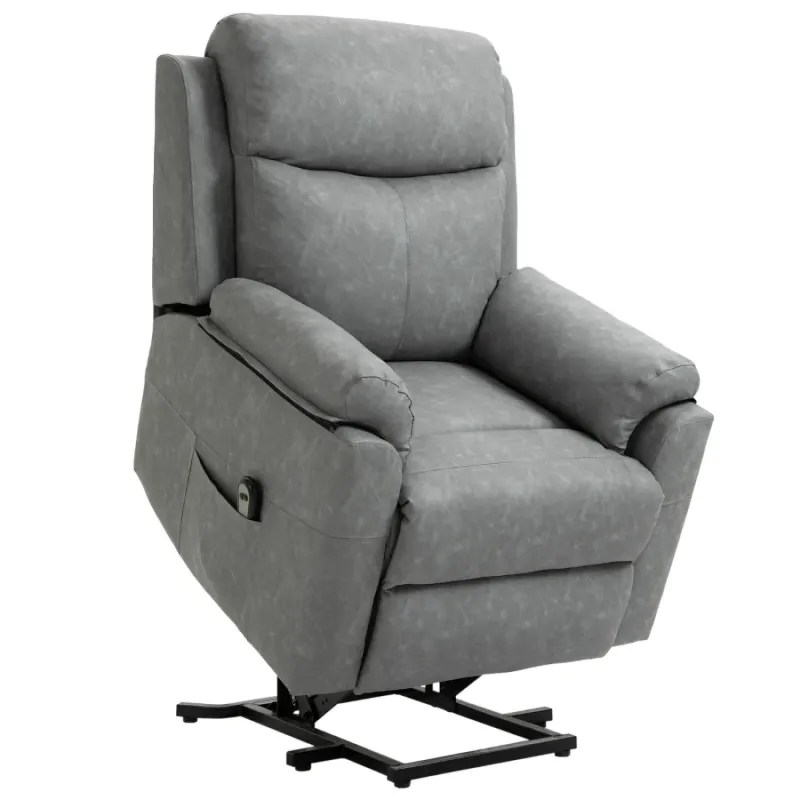 Grey Faux Leather Electric Riser Recliner Chair with 70° Lift Assistance