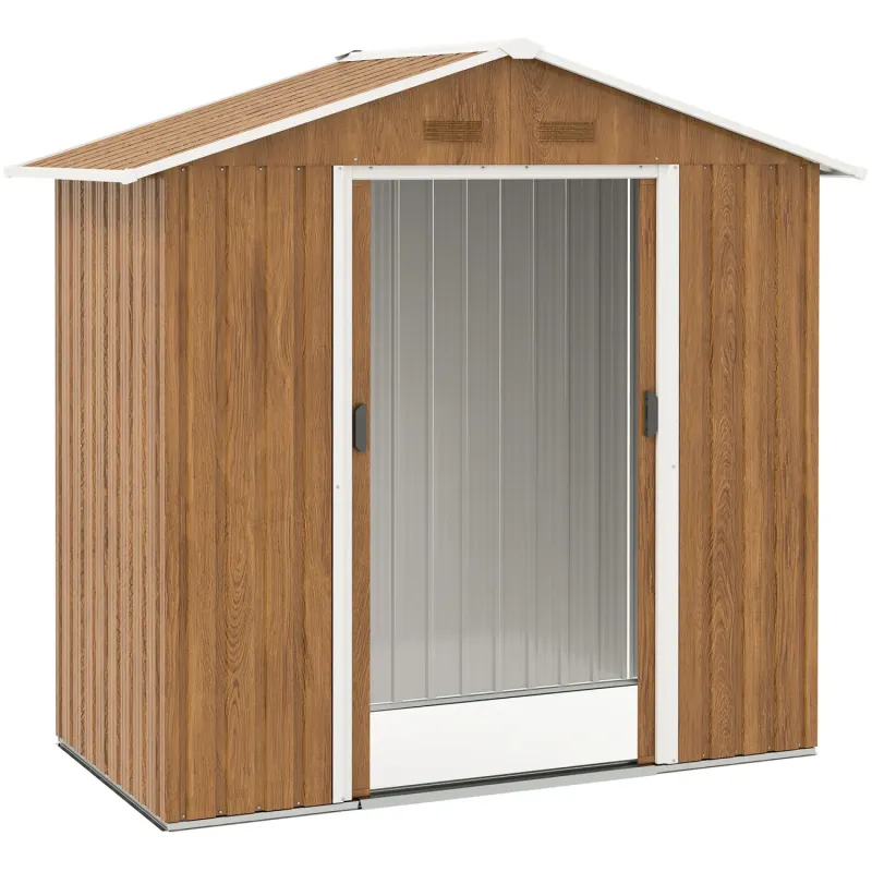  6.5 x 3.5ft Wood-Effect Metal Garden Storage Shed