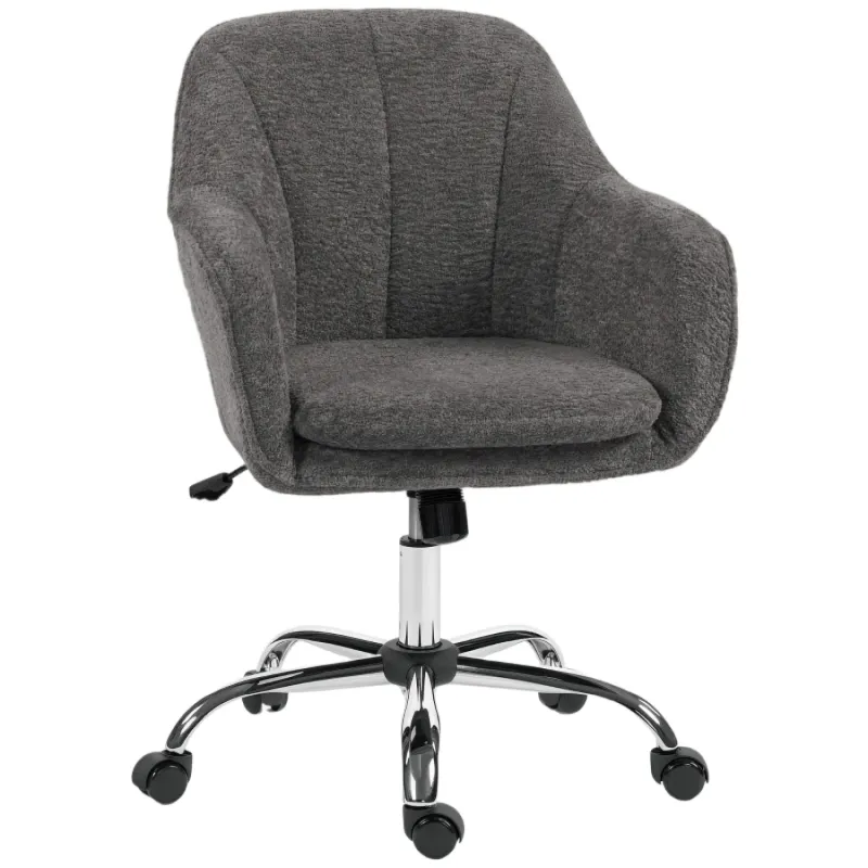  Velvet-Feel Height Adjustable Office Chair with Rocking Function - Grey