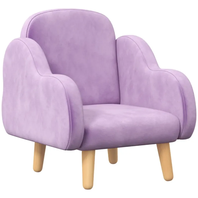 Kids Velvet Cloud Armchair for Toddlers - Purple