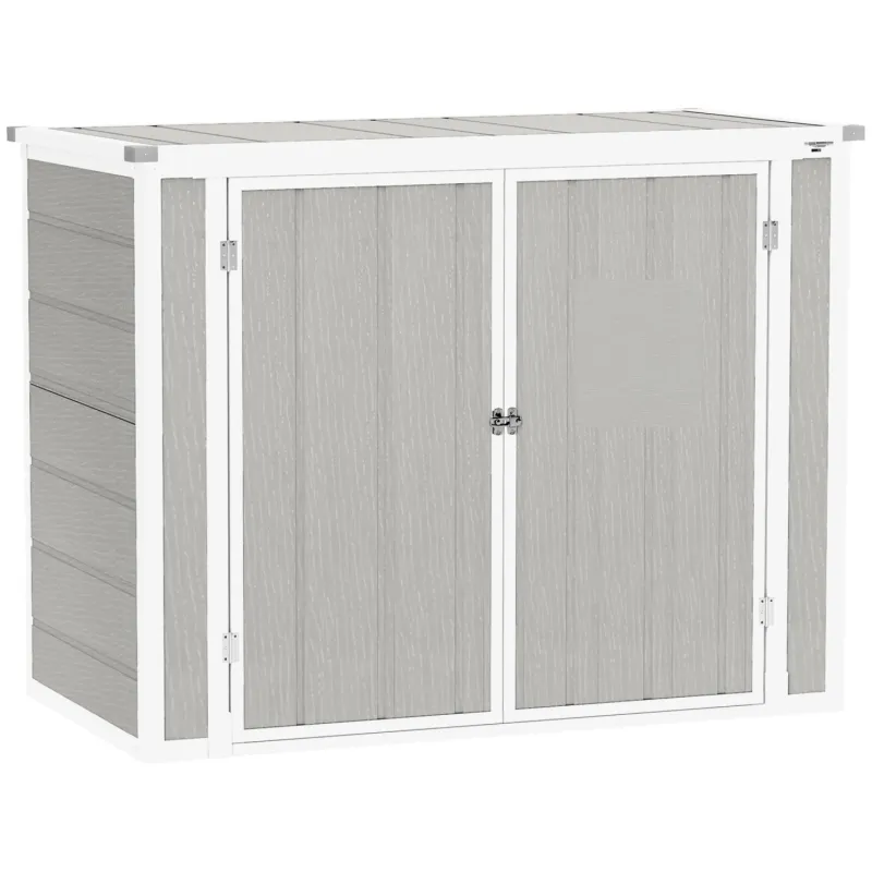  Plastic Garden Storage Shed and Double Wheelie Bin Store - 4.7 x 2.5ft - Light Grey