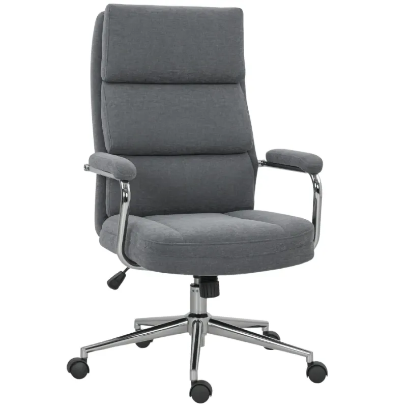 Executive Office Chair with Double-Layer Linen Cushion - Charcoal Grey