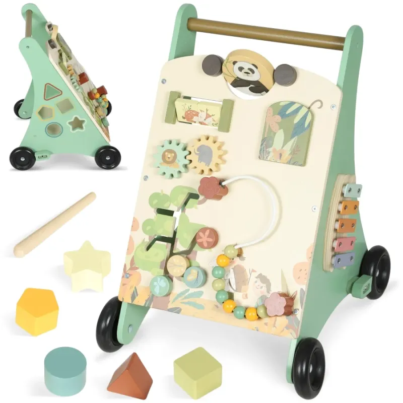 AIYAPLAY 9-in-1 Wooden Baby Walker with Adjustable Speed Control - Green